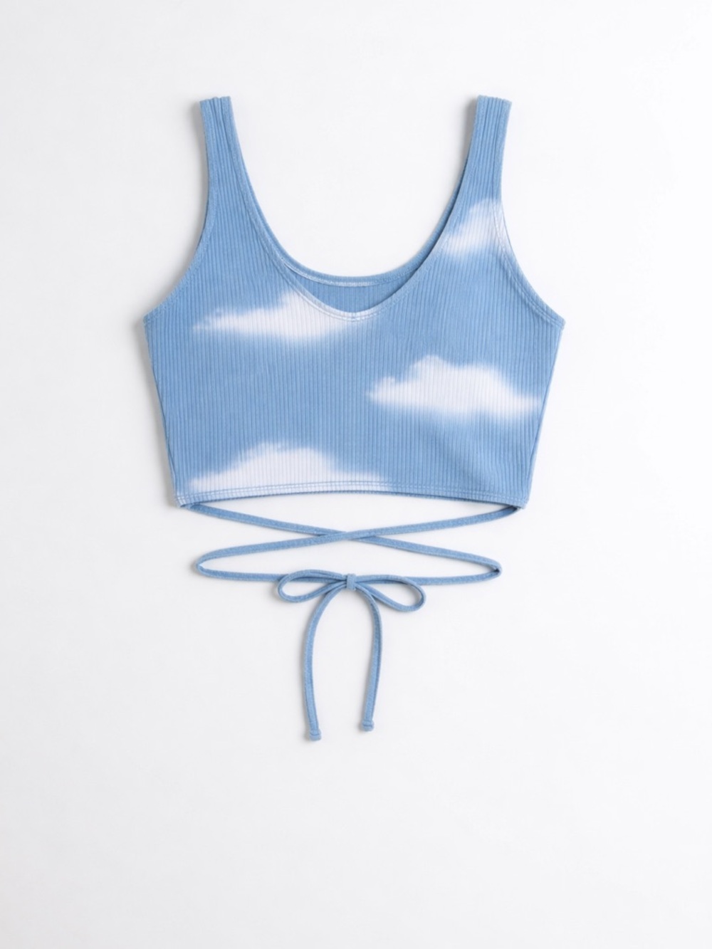Gilly Hicks Blue Cloud Ribbed Tie-Front Crop Tank
